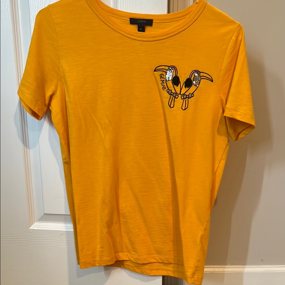 J. Crew Yellow Short Sleeve Tee with Toucan Design